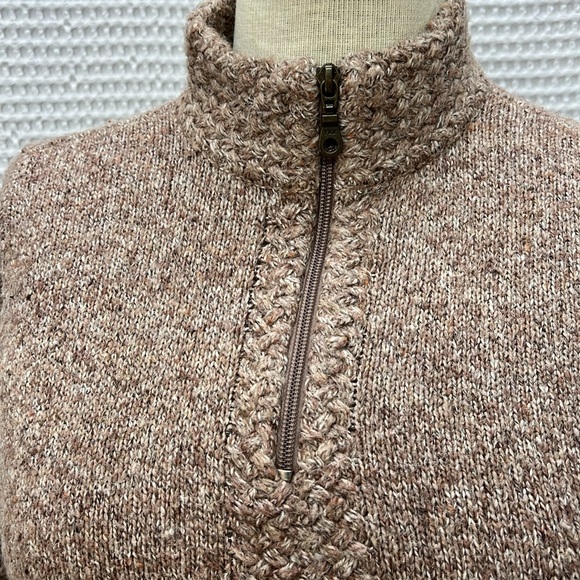 Christopher & Banks Ladies Cotton/acrylic/poly 1/4 Zip sweater. Tan Tweed. EUC - Picture 2 of 8